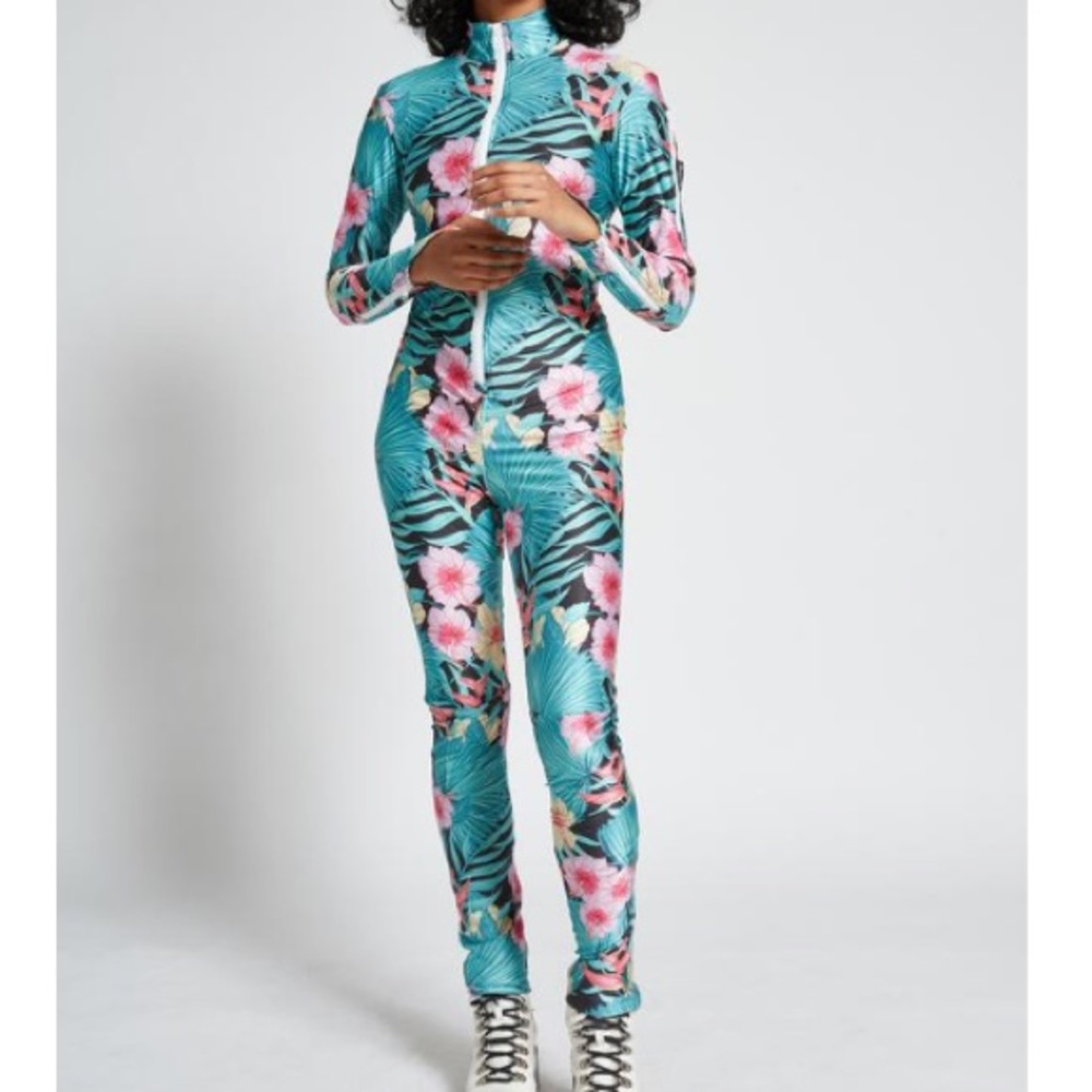 Retro Printed Floral Ski Suit